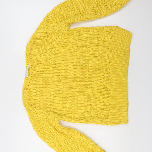 George Womens Yellow Boat Neck  Acrylic Pullover Jumper Size 8