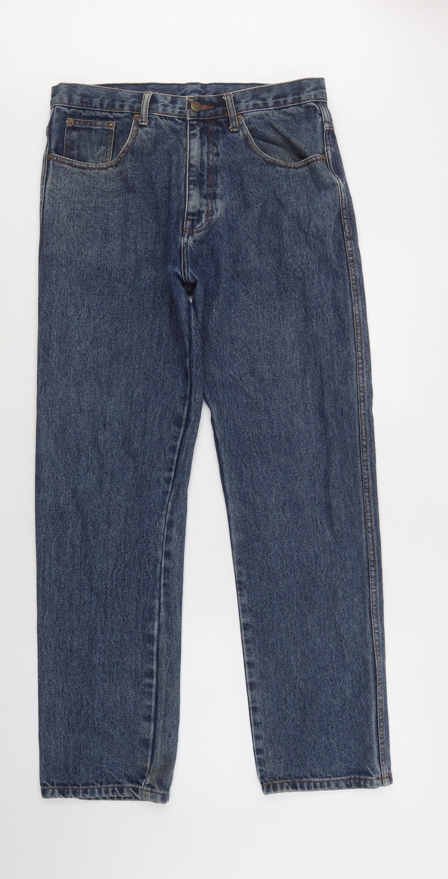 Aztec Jeans Mens Blue  Cotton Straight Jeans Size 34 L31 in Regular Button