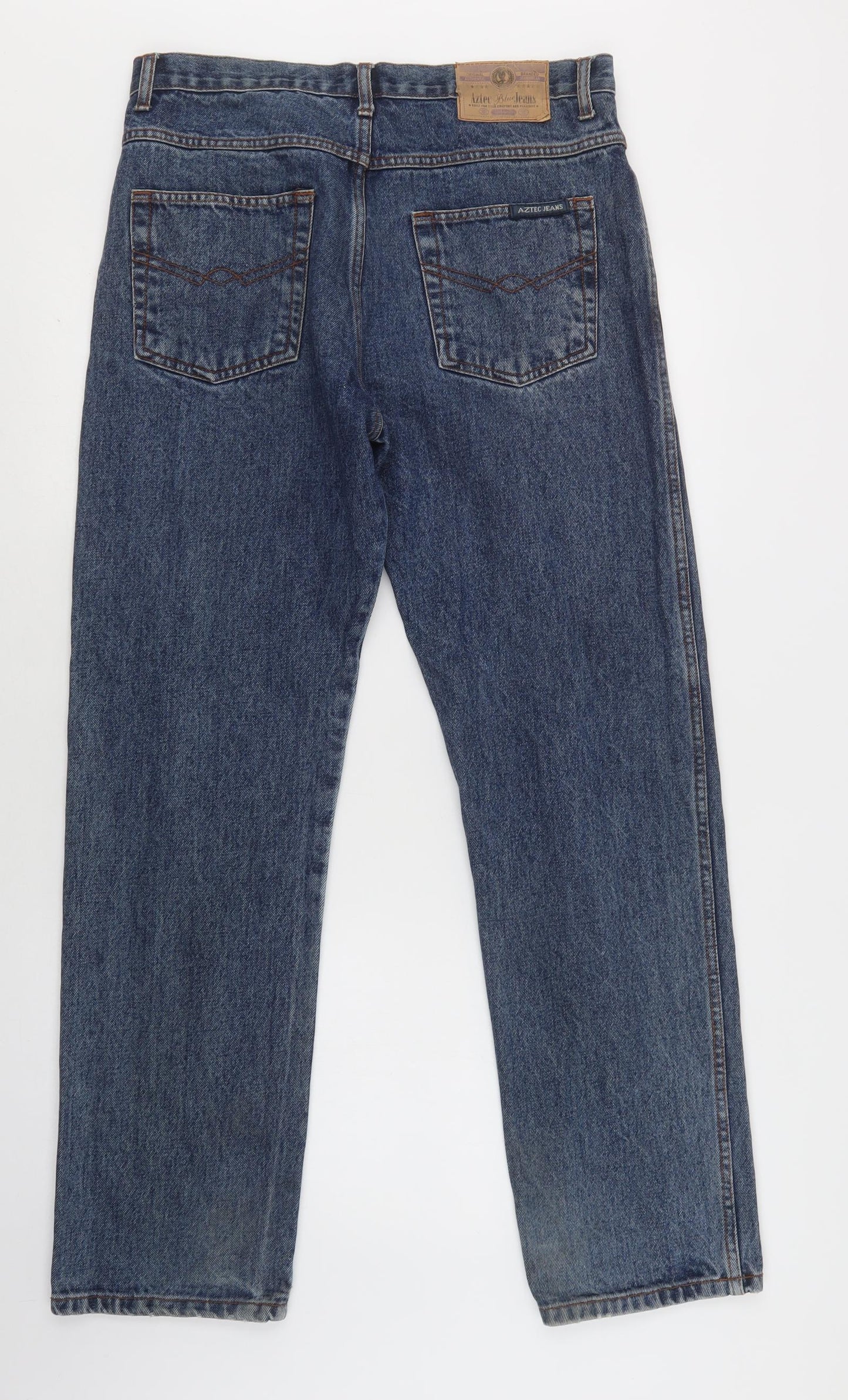 Aztec Jeans Mens Blue  Cotton Straight Jeans Size 34 L31 in Regular Button