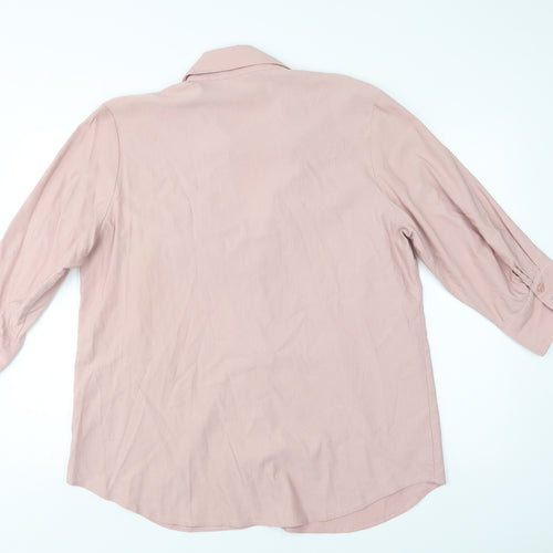 B.B.  Womens Pink  Viscose Basic Button-Up Size XL Collared