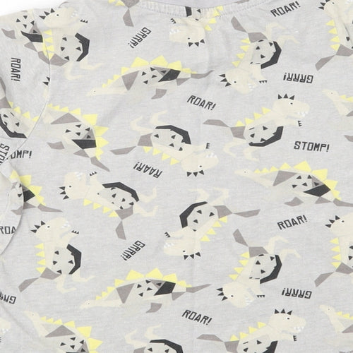 Preworn Boys Grey Geometric Cotton  Pyjama Top Size 2 Years   - Dinosaur Print