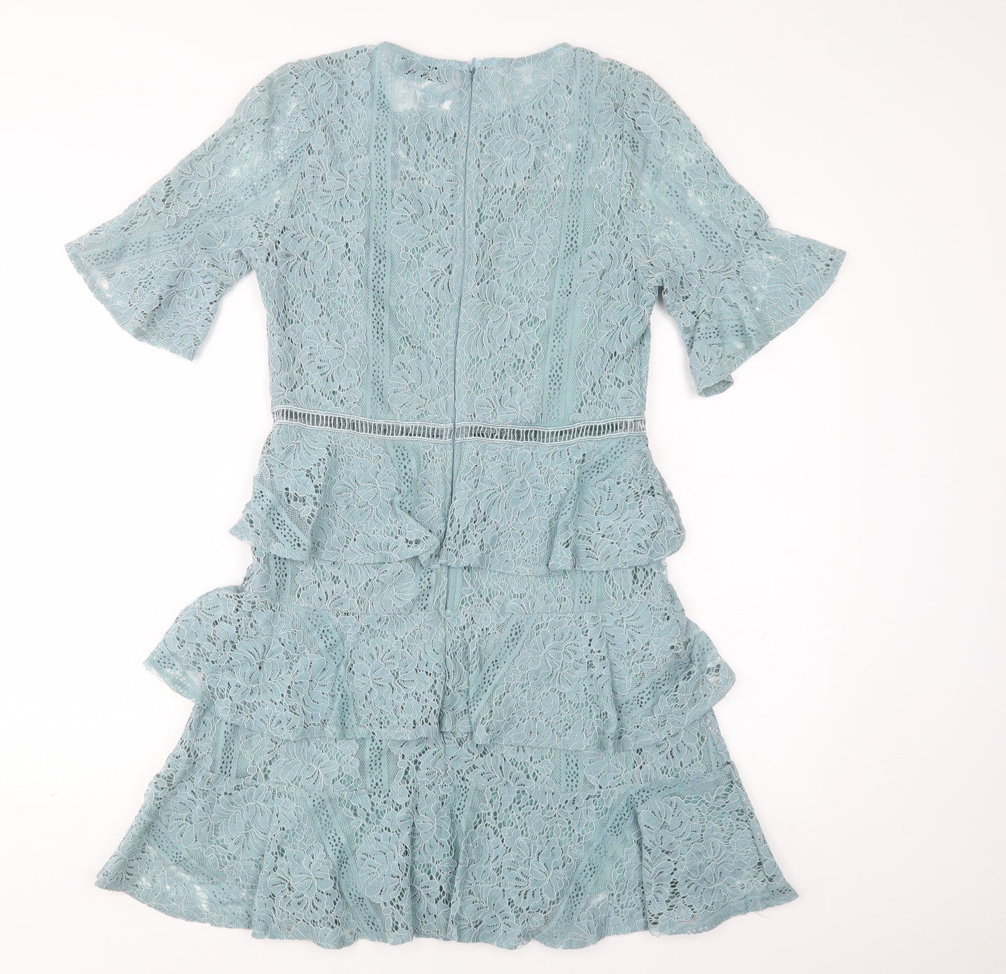 Girls On Film Womens Green Floral Nylon A-Line  Size 12  Round Neck Zip