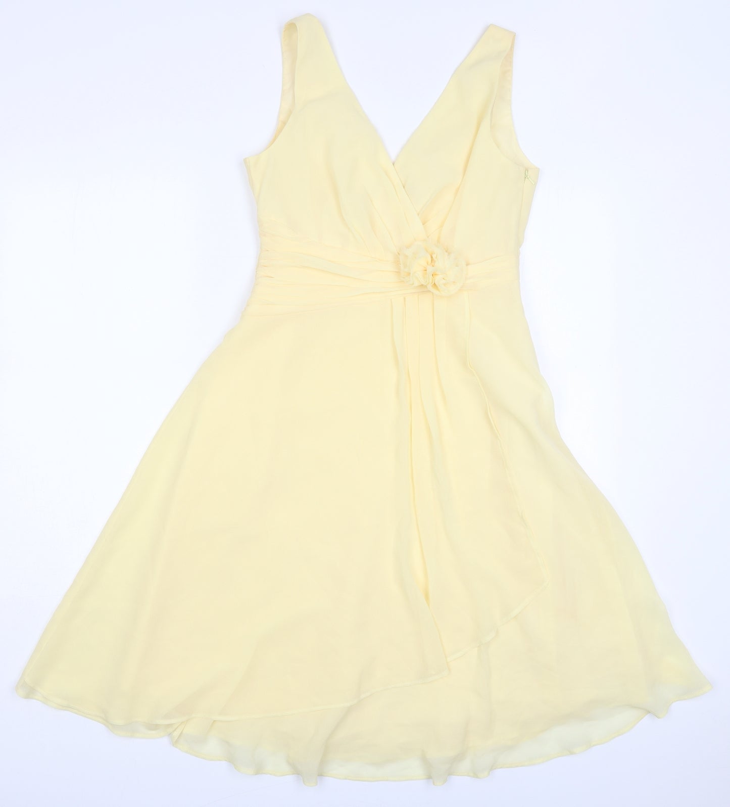 BHS Womens Yellow  Polyester Skater Dress  Size 10  V-Neck Zip