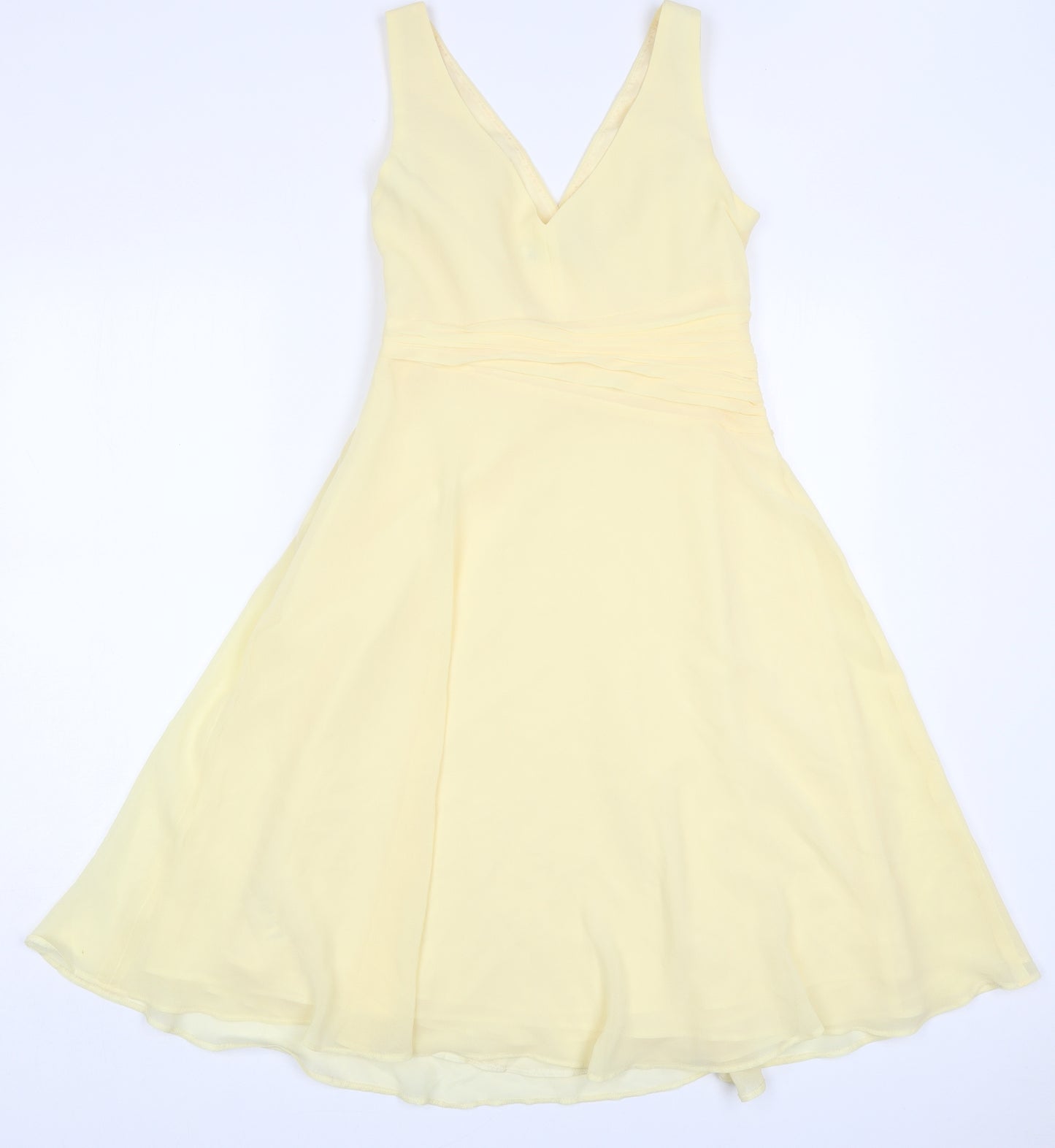 BHS Womens Yellow  Polyester Skater Dress  Size 10  V-Neck Zip