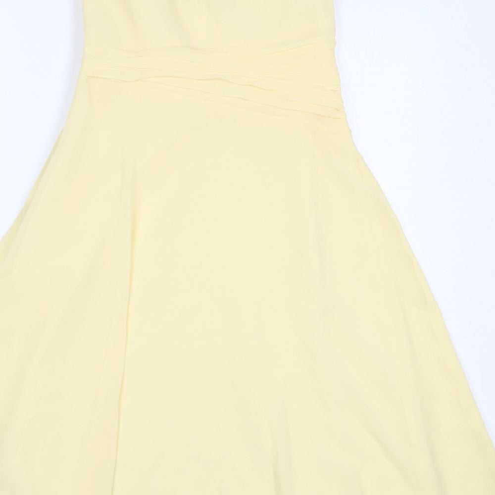 BHS Womens Yellow  Polyester Skater Dress  Size 10  V-Neck Zip