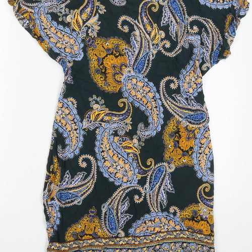 Dorothy Perkins Womens Multicoloured Paisley Viscose Mini  Size 8  Round Neck Zip
