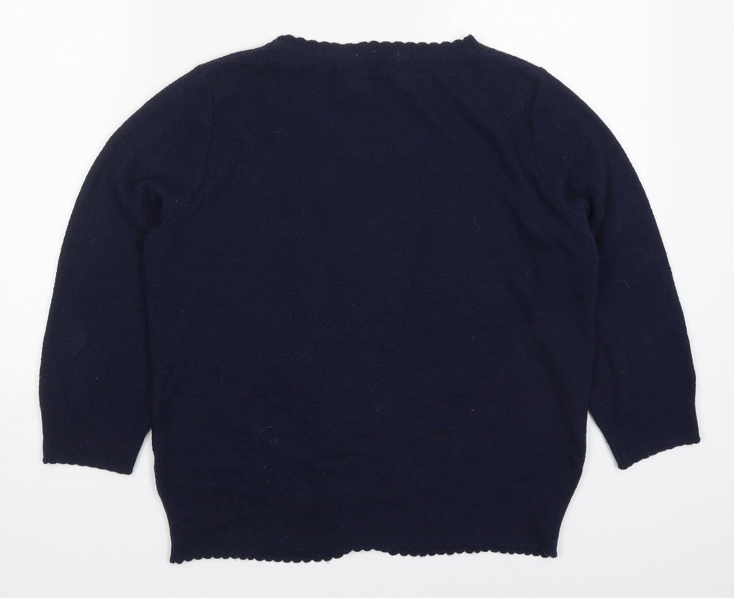 TU Womens Blue Round Neck  Cotton Cardigan Jumper Size 12