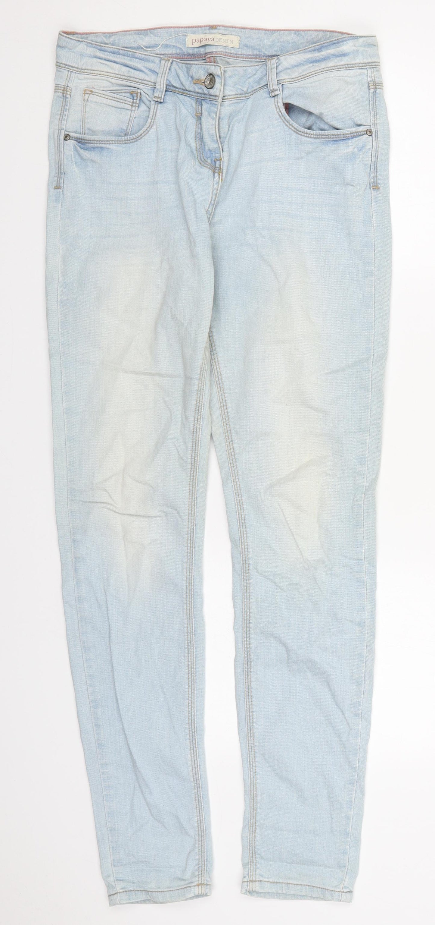 Papaya Womens Blue  Cotton Skinny Jeans Size 10 L31 in Regular Button