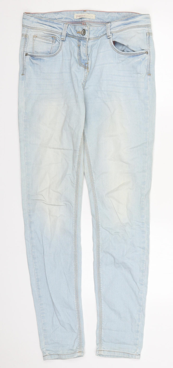Papaya Womens Blue  Cotton Skinny Jeans Size 10 L31 in Regular Button