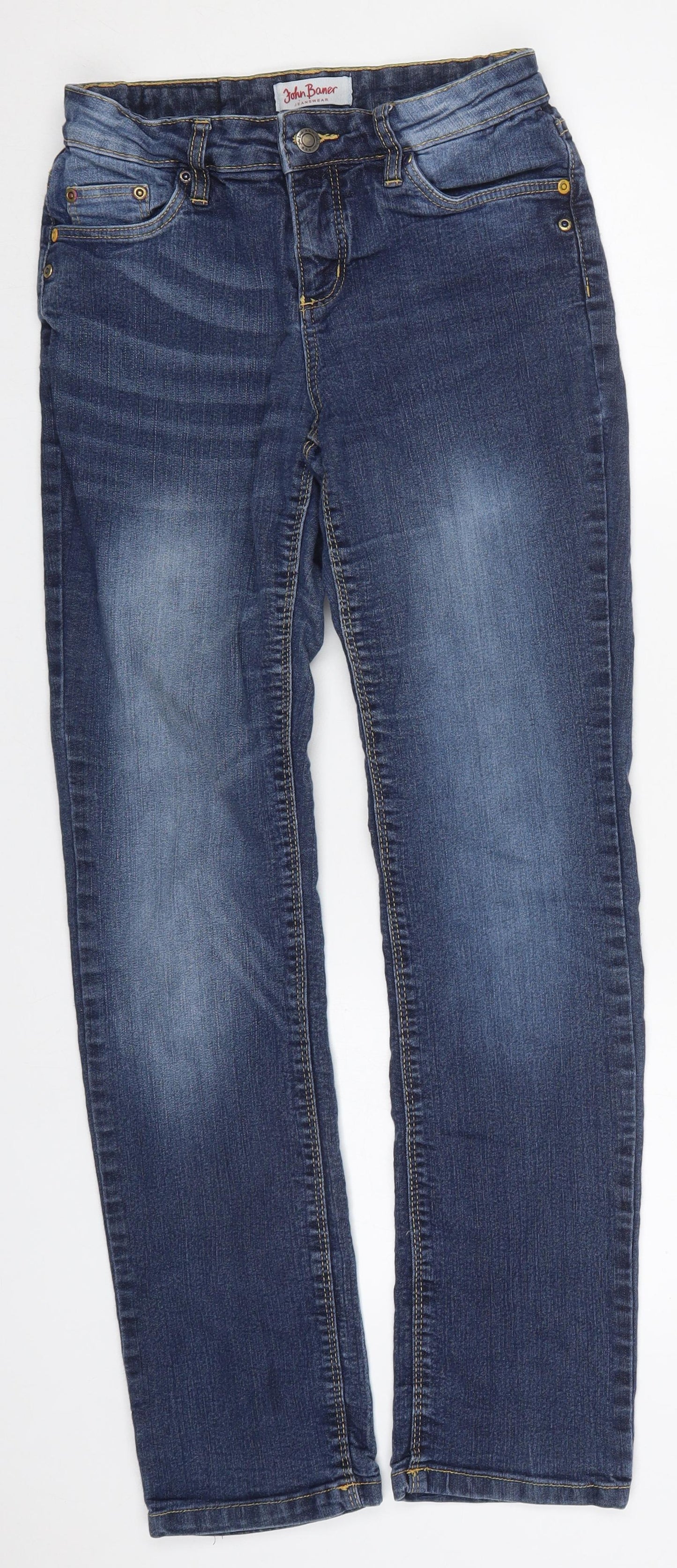 John Baner Womens Blue  Cotton Straight Jeans Size 10 L30 in Regular Button