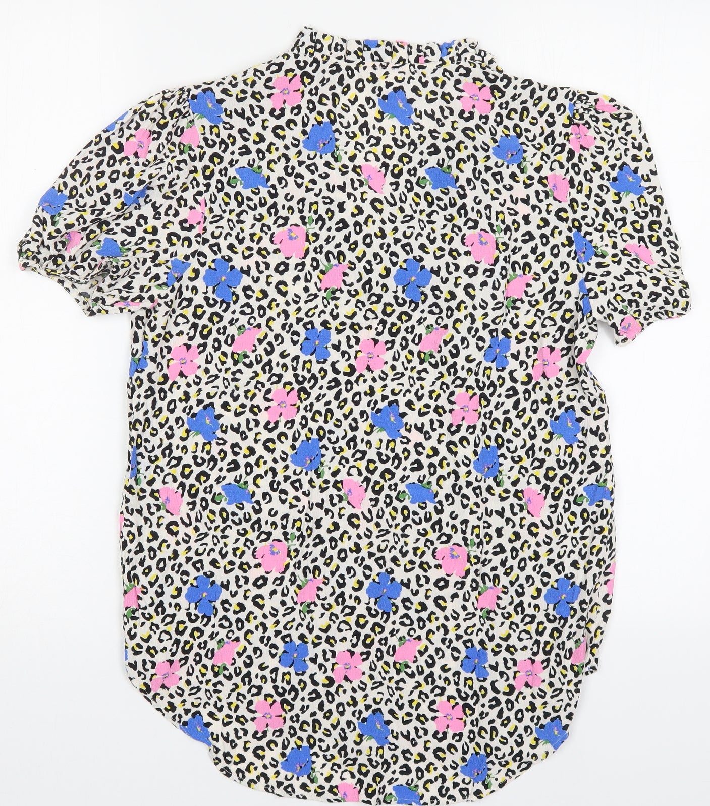 River Island Womens Multicoloured Animal Print Viscose Basic Blouse Size 12 V-Neck - Flowers