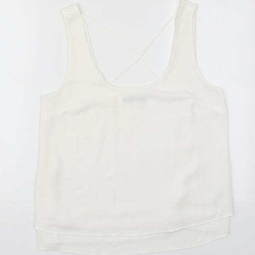 Oasis Womens White  Polyester Basic Tank Size 12 Scoop Neck