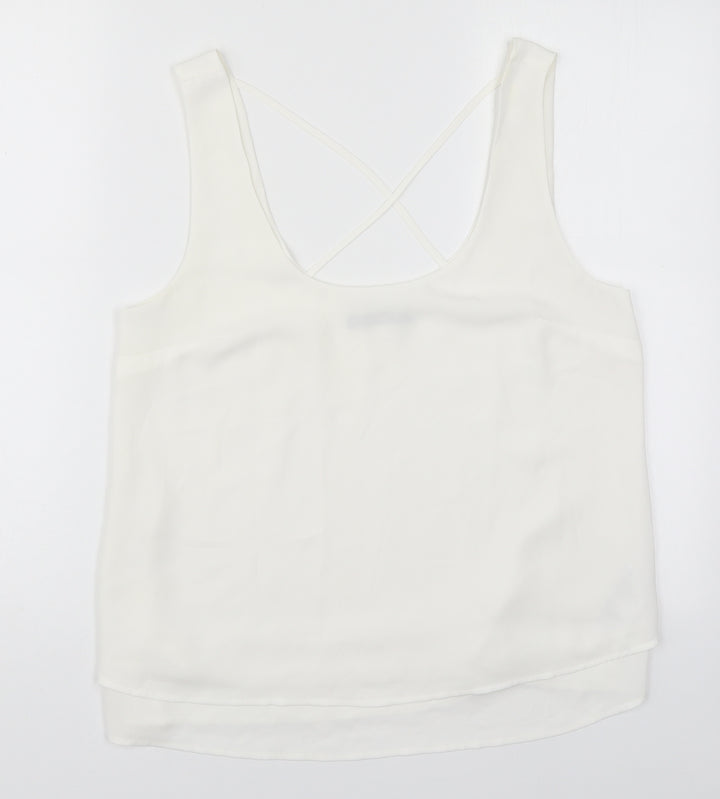 Oasis Womens White  Polyester Basic Tank Size 12 Scoop Neck