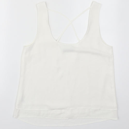 Oasis Womens White  Polyester Basic Tank Size 12 Scoop Neck