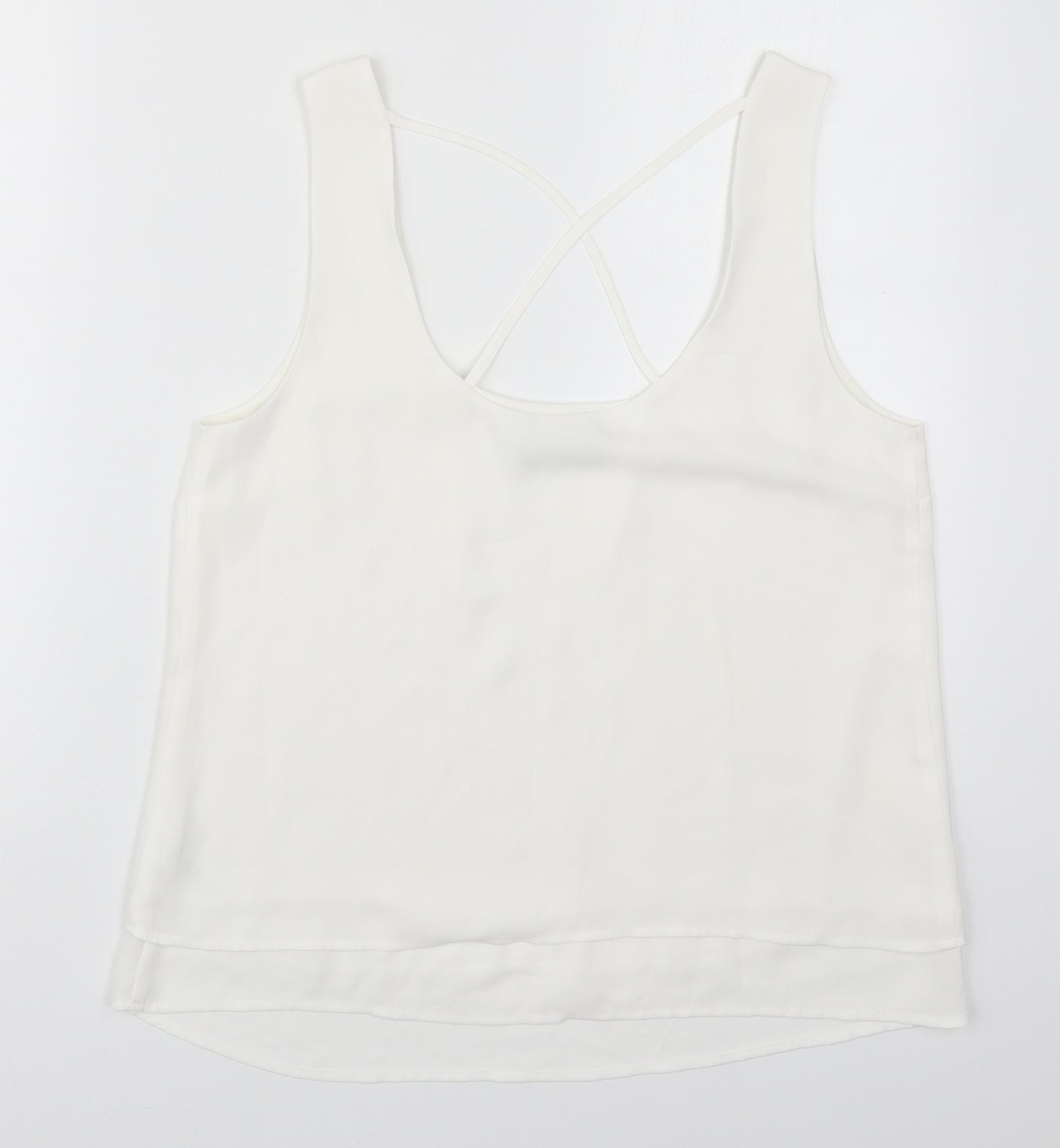 Oasis Womens White  Polyester Basic Tank Size 12 Scoop Neck