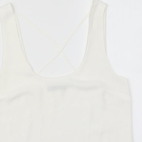 Oasis Womens White  Polyester Basic Tank Size 12 Scoop Neck