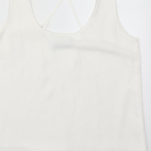 Oasis Womens White  Polyester Basic Tank Size 12 Scoop Neck
