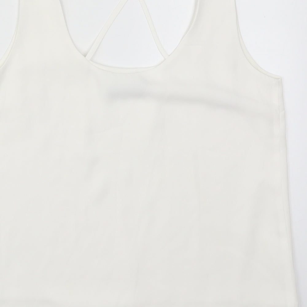 Oasis Womens White  Polyester Basic Tank Size 12 Scoop Neck
