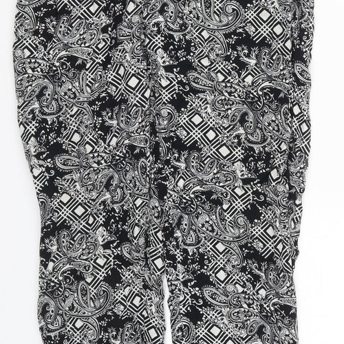 Osha Womens Black Paisley Viscose Trousers  Size 28 in L26 in Regular Drawstring