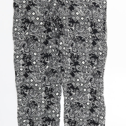 Osha Womens Black Paisley Viscose Trousers  Size 28 in L26 in Regular Drawstring