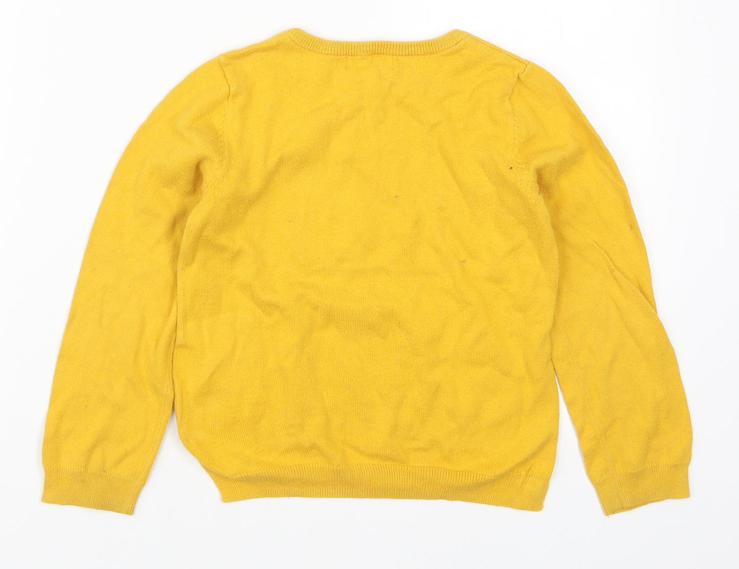H&M Girls Yellow Round Neck  Cotton Pullover Jumper Size 5-6 Years  Pullover - Birds