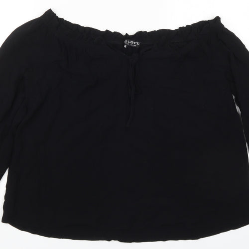 Select Womens Black  Viscose Basic Blouse Size 16 Off the Shoulder