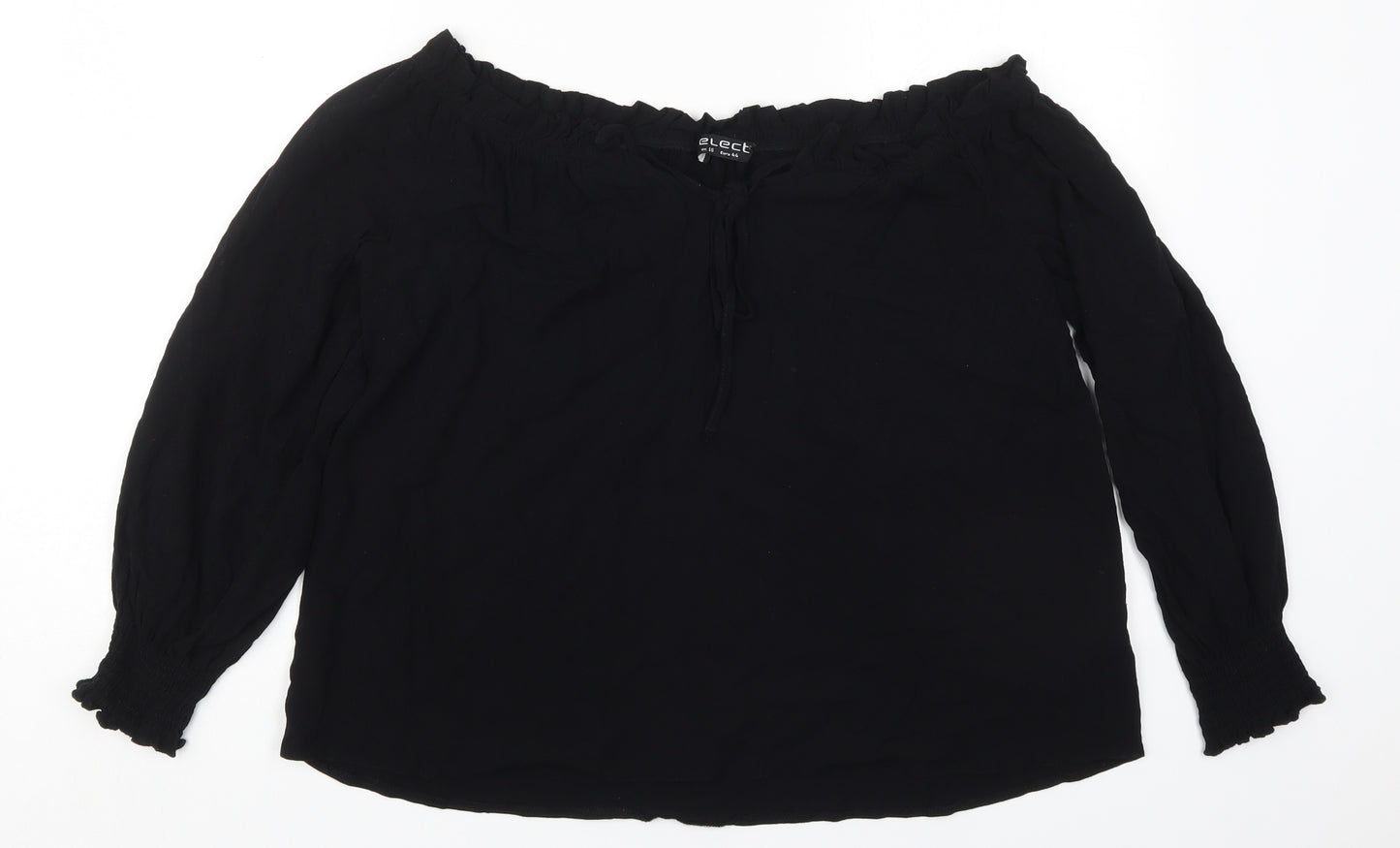 Select Womens Black  Viscose Basic Blouse Size 16 Off the Shoulder