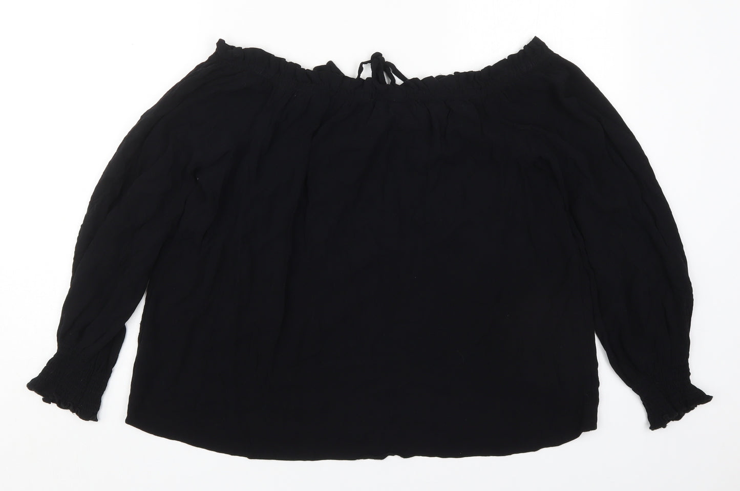 Select Womens Black  Viscose Basic Blouse Size 16 Off the Shoulder