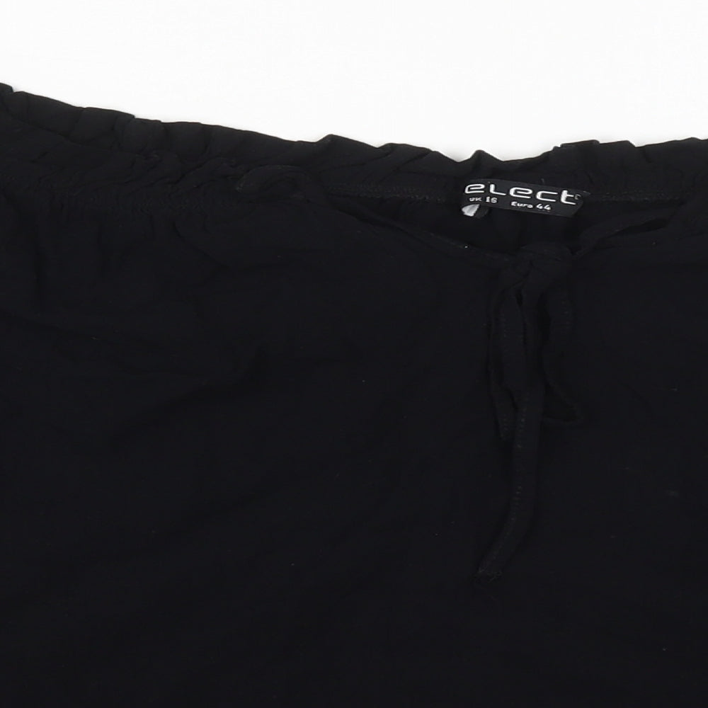 Select Womens Black  Viscose Basic Blouse Size 16 Off the Shoulder