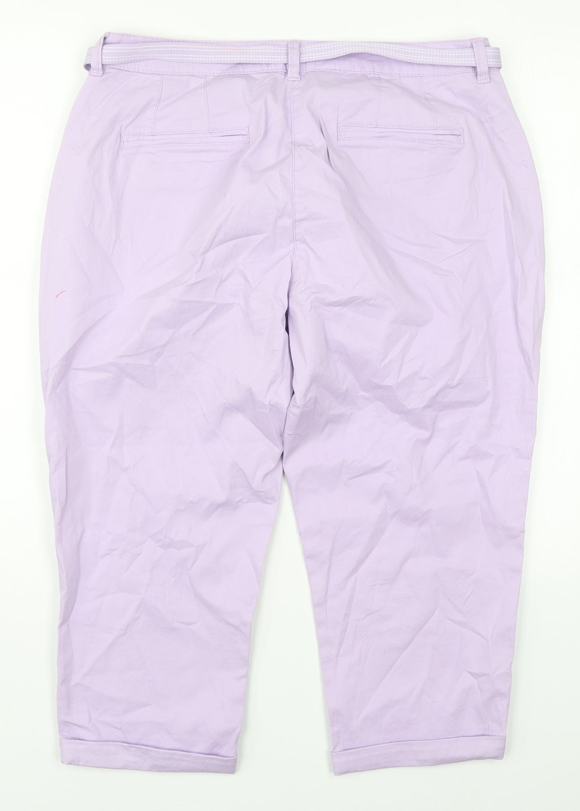 Maine Womens Purple  Cotton Cropped Trousers Size 14 L20 in Regular Button