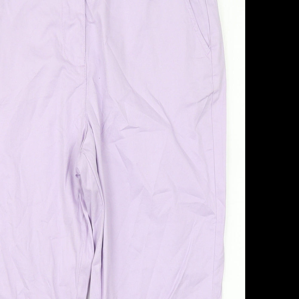 Maine Womens Purple  Cotton Cropped Trousers Size 14 L20 in Regular Button