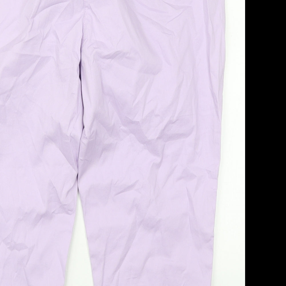 Maine Womens Purple  Cotton Cropped Trousers Size 14 L20 in Regular Button