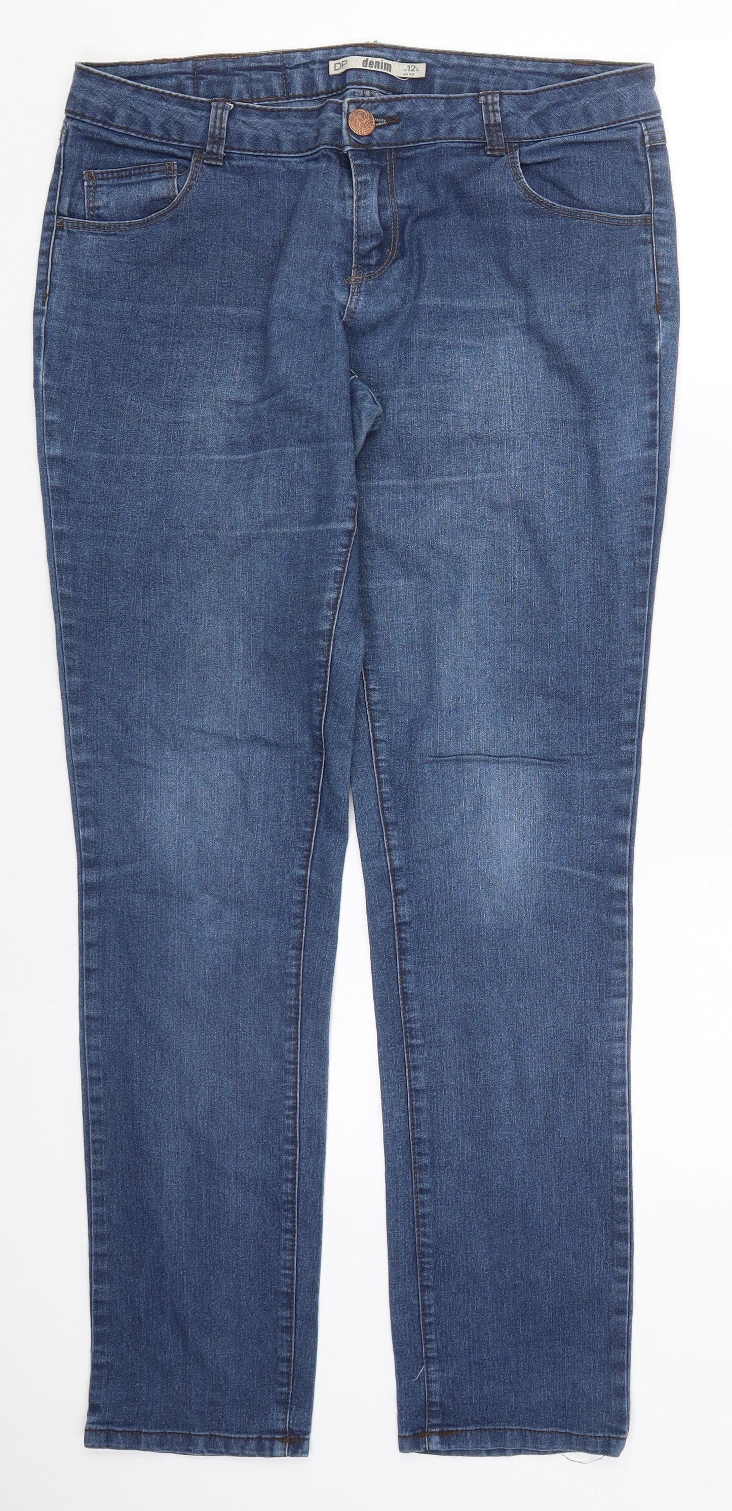 Dorothy Perkins Womens Blue  Cotton Skinny Jeans Size 12 L32 in Regular Button