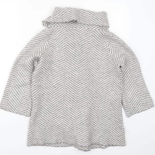 Max Studio Womens Grey Collared Herringbone Acrylic Cardigan Jumper Size M