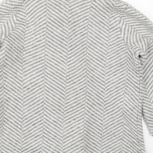 Max Studio Womens Grey Collared Herringbone Acrylic Cardigan Jumper Size M