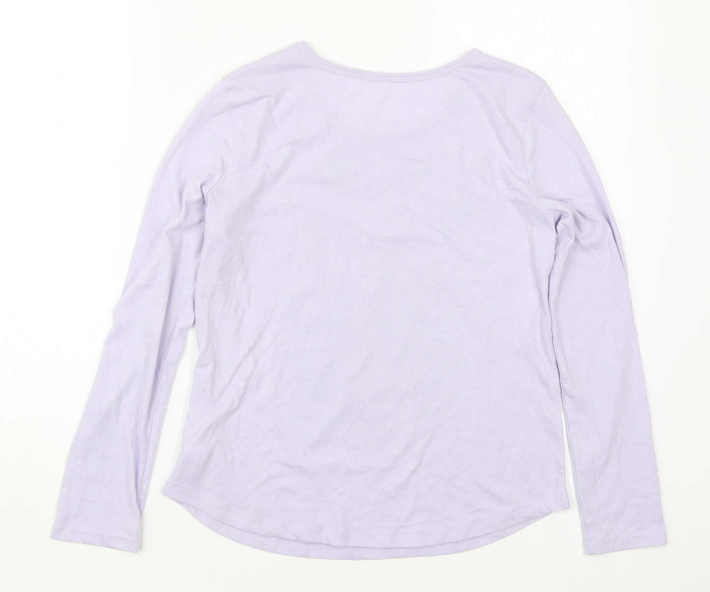 Preworn Girls Purple  Cotton Basic T-Shirt Size 14 Years Round Neck Pullover - Frozen Anna and Elsa