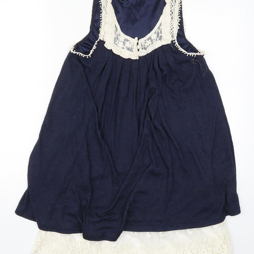 New Look Womens Blue  Viscose Basic Tank Size 10 Round Neck