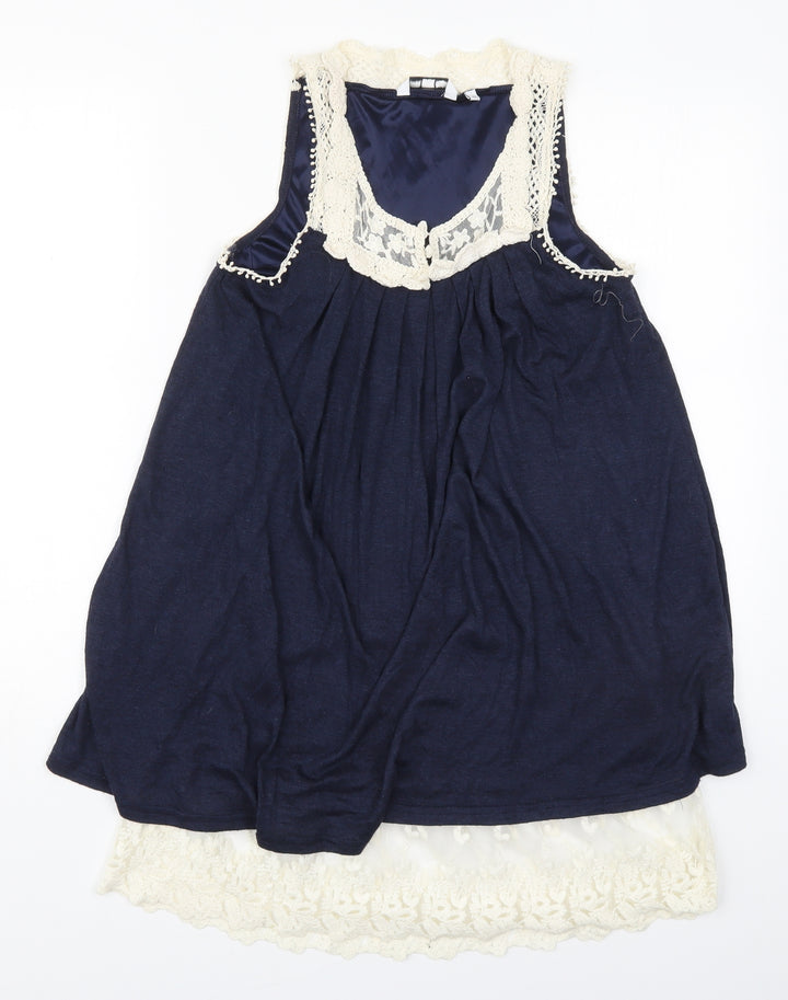 New Look Womens Blue  Viscose Basic Tank Size 10 Round Neck