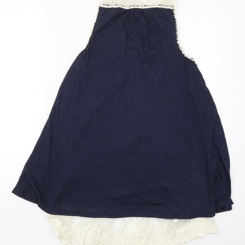 New Look Womens Blue  Viscose Basic Tank Size 10 Round Neck
