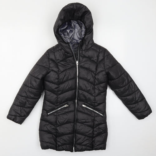 NEXT Girls Black   Quilted Coat Size 10 Years  Zip