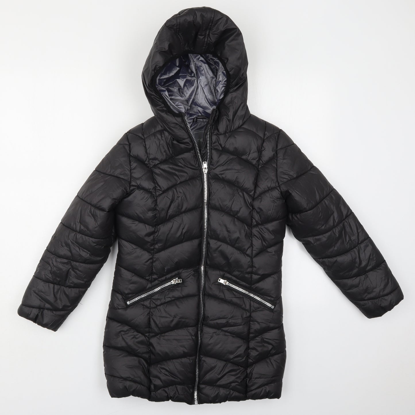 NEXT Girls Black   Quilted Coat Size 10 Years  Zip