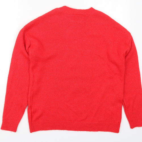 New Look Womens Red Round Neck  Acrylic Pullover Jumper Size S   - Have a Lazy Christmas