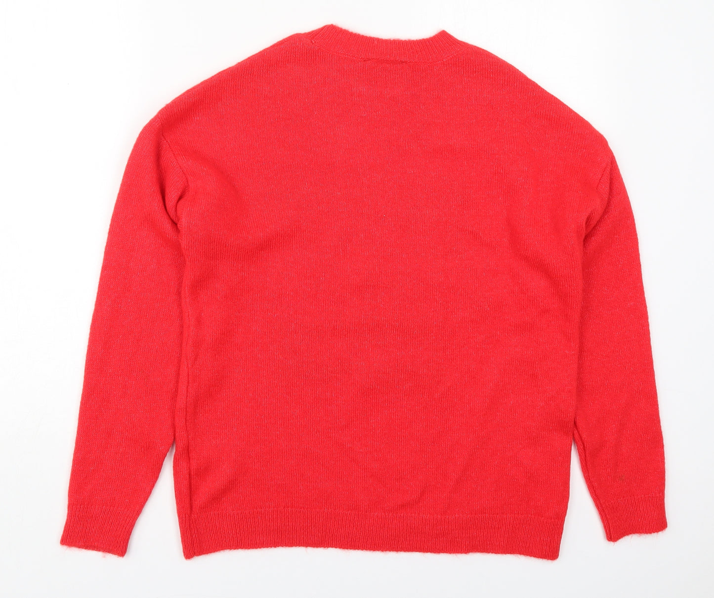 New Look Womens Red Round Neck  Acrylic Pullover Jumper Size S   - Have a Lazy Christmas