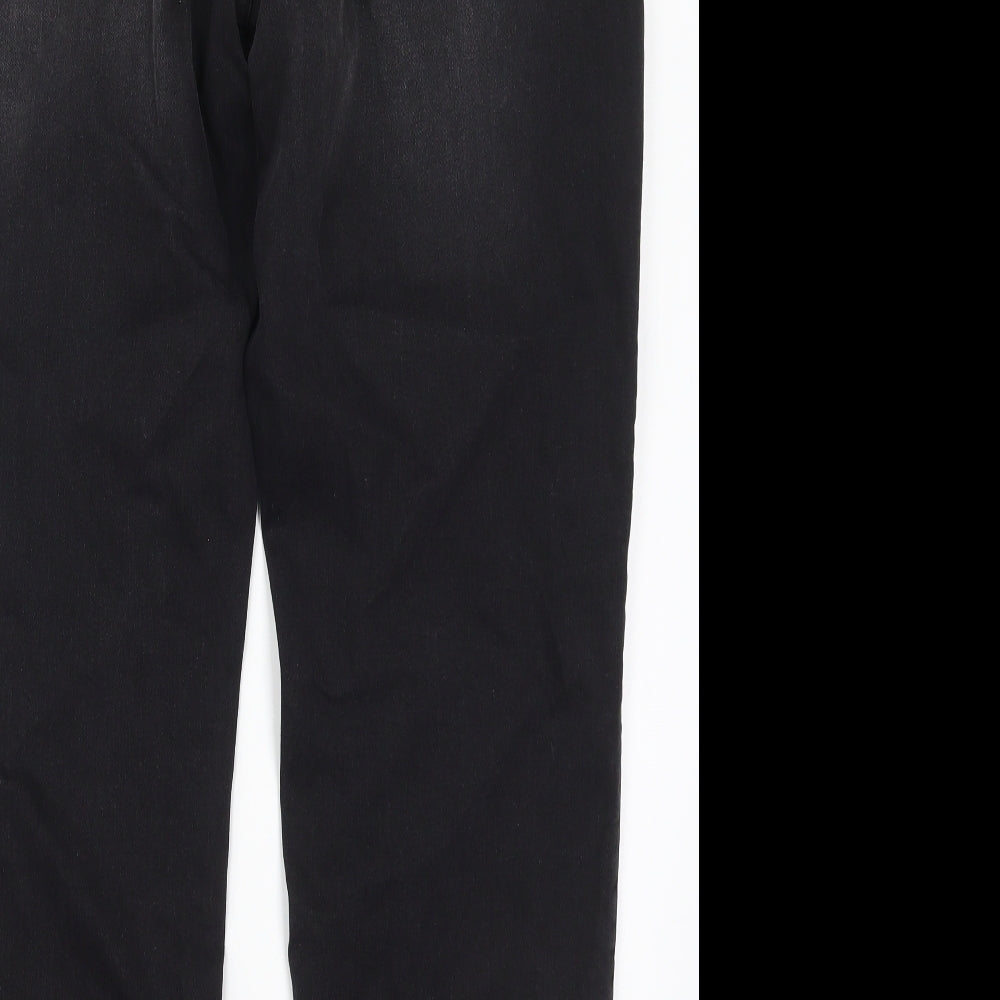 Denim Co Mens Black  Cotton Straight Jeans Size 36 L32 in Regular Button