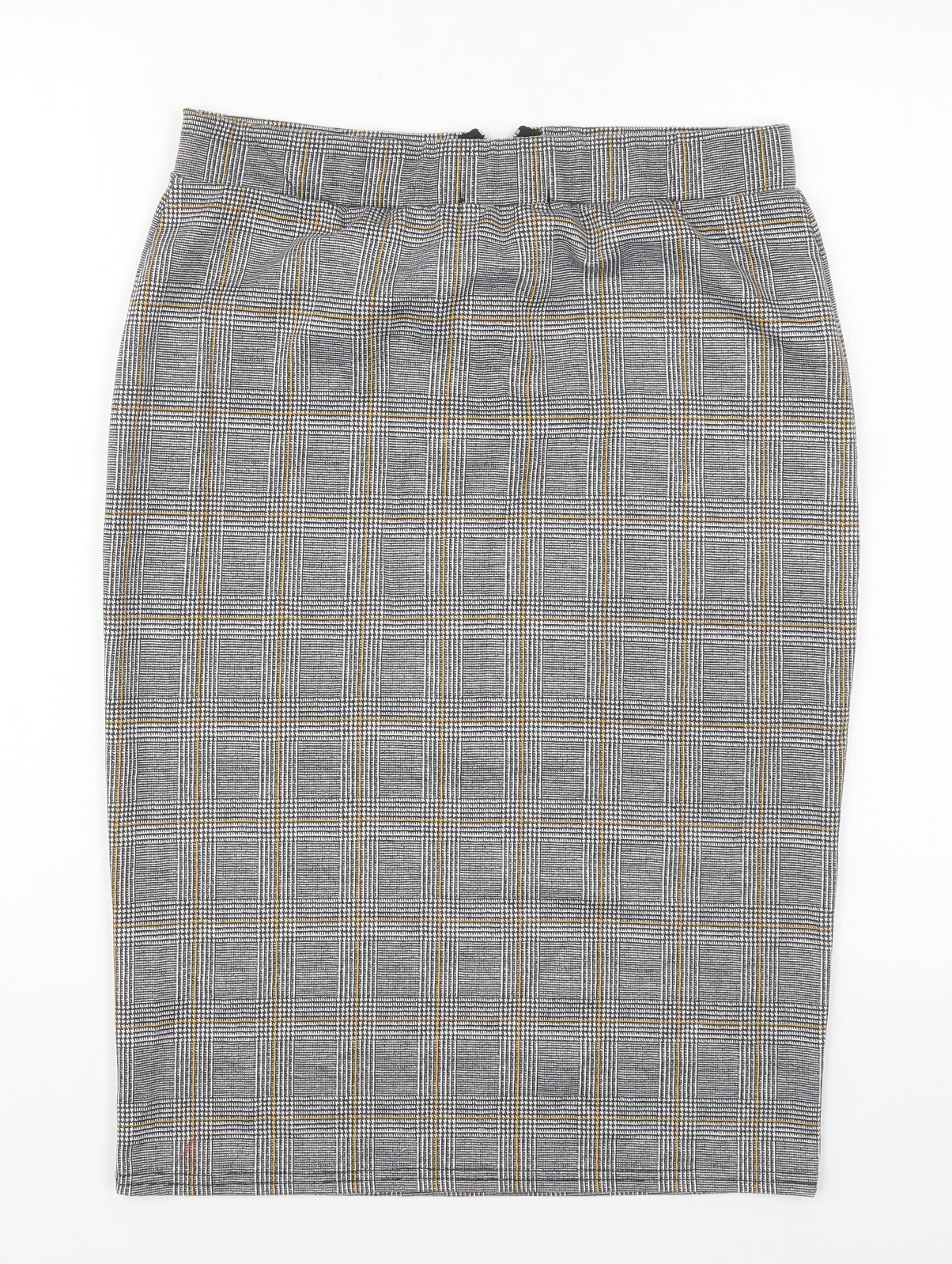 Select Womens Grey Check Polyester Straight & Pencil Skirt Size 14   Zip - Yellow