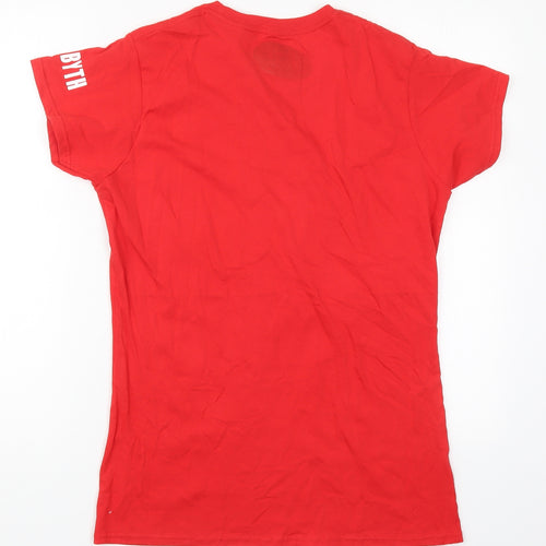 Preworn Womens Red  Cotton Basic T-Shirt Size L Crew Neck - Cymru Wales