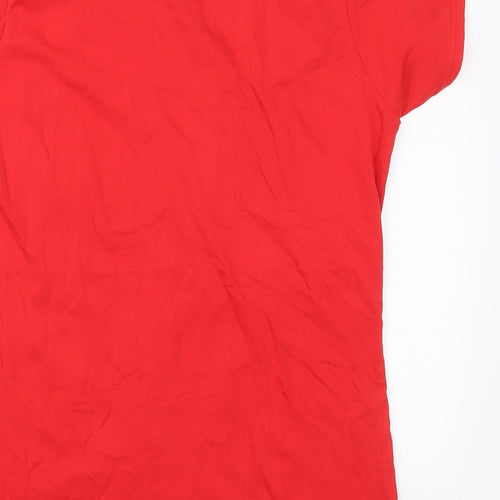 Preworn Womens Red  Cotton Basic T-Shirt Size L Crew Neck - Cymru Wales