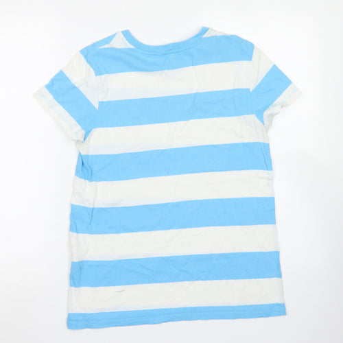Levi's Womens Blue Striped Cotton Basic T-Shirt Size S Crew Neck