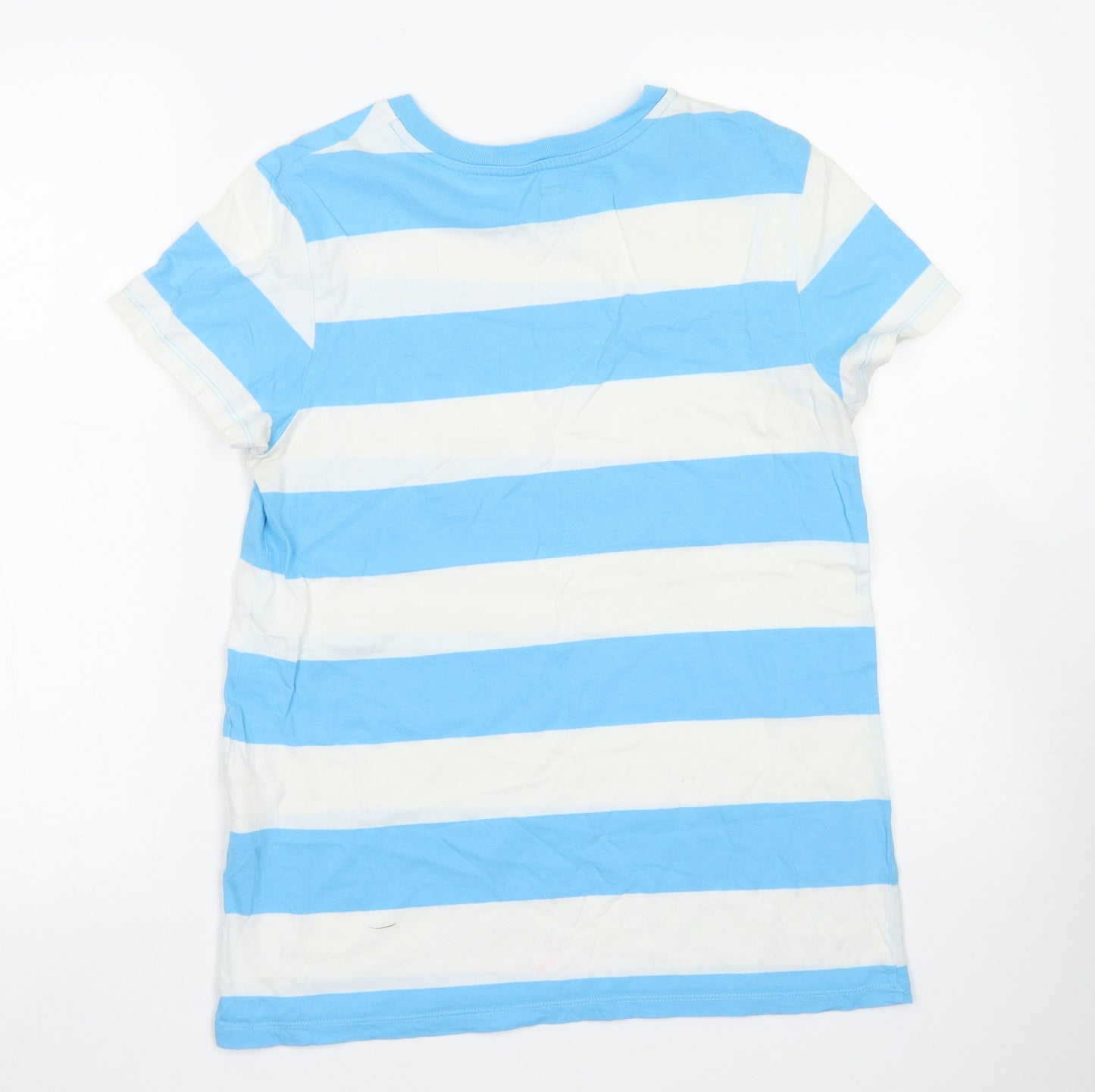 Levi's Womens Blue Striped Cotton Basic T-Shirt Size S Crew Neck