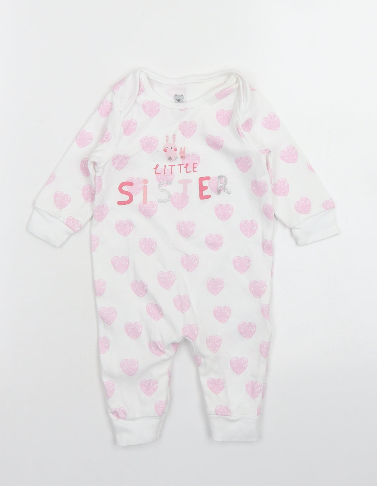 Bluezoo Girls White Polka Dot Cotton Babygrow One-Piece Size 3-6 Months  Snap - Little Sister